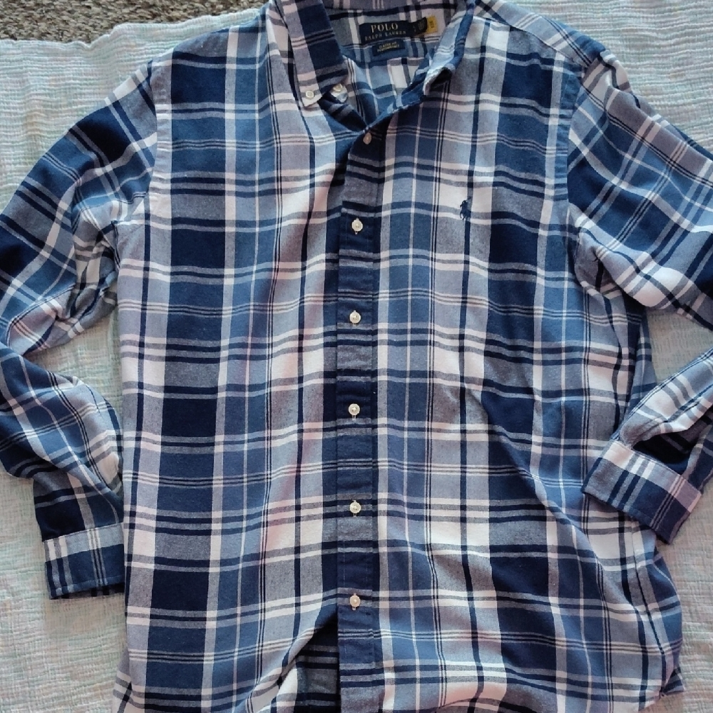 Polo by Ralph Lauren Men's Blue Plaid Shirt